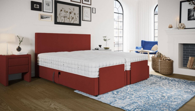 Motor Boxspringbett Caspar in Mine Liver; Kopf- und Fußende elektrisch verstellbar