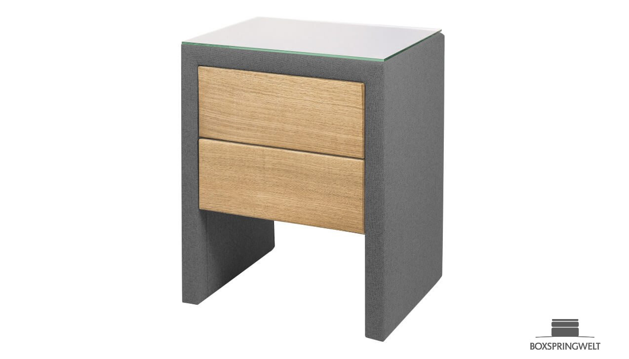 Nachtkonsole mit 2 Schubladen und Glasplatte