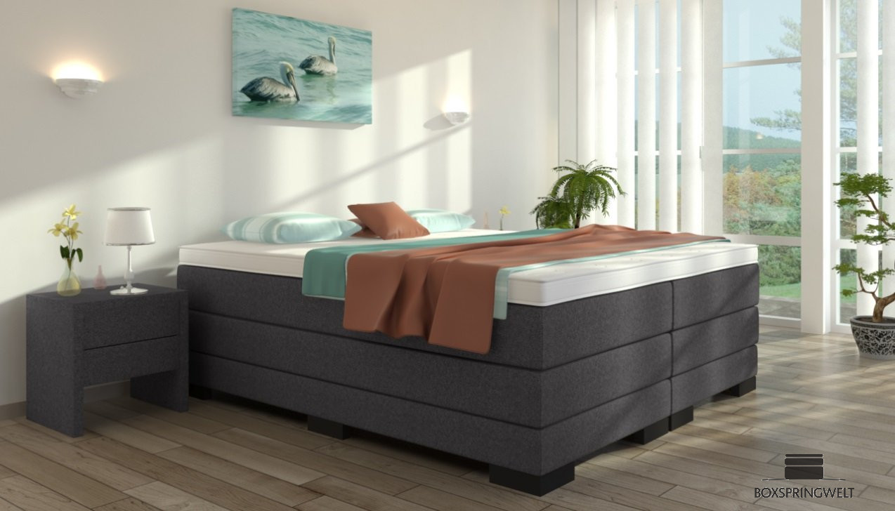 Boxspringbett Gustav ohne Kopfteil in Anthrazit
