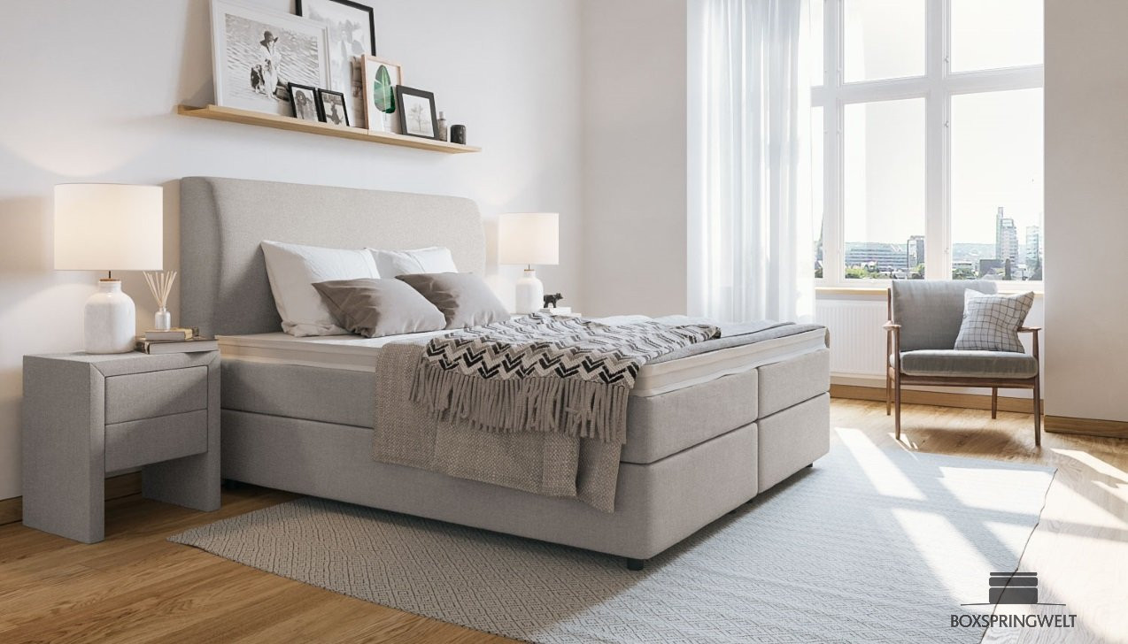 Boxspringbett Charlotte in Board Hellgrau