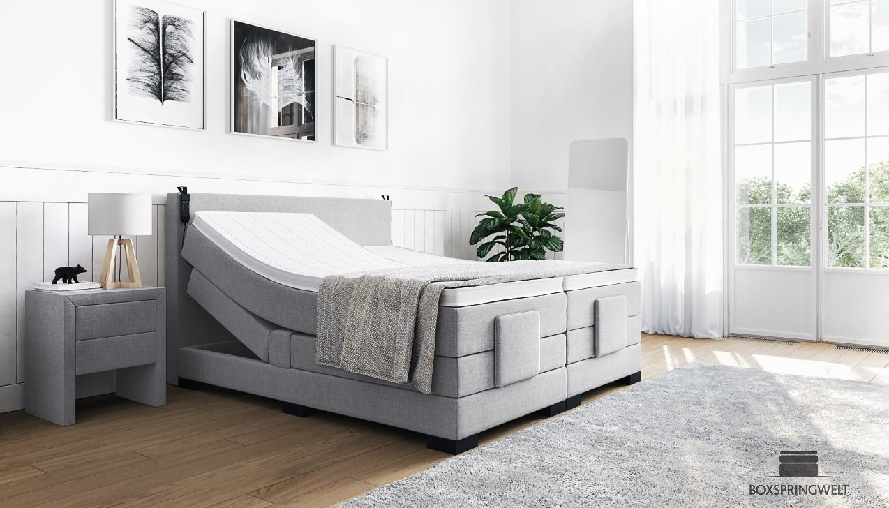 Boxspringbett Konrad mit Motor in Board Grau
