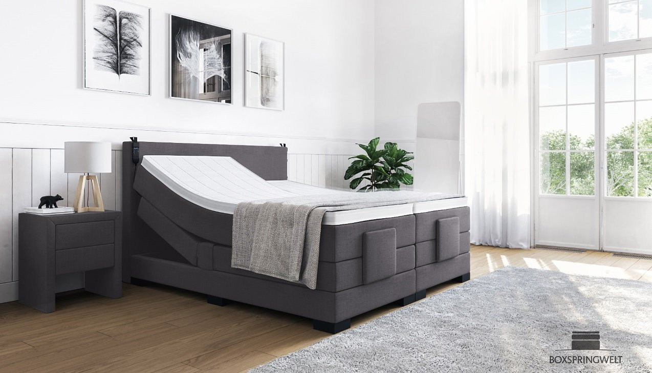 Boxspringbett Konrad mit Motor in Golf Anthrazit