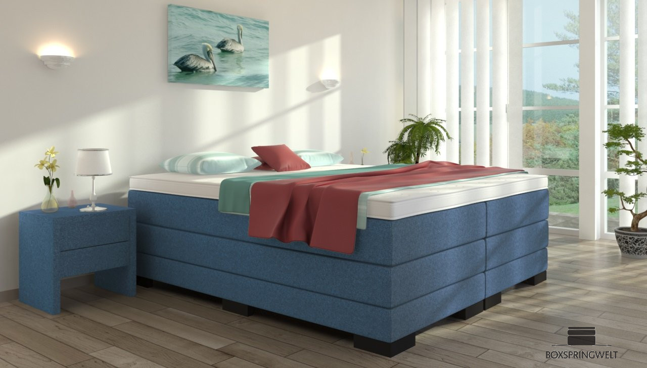 Boxspringbett Gustav ohne Kopfteil in Blau
