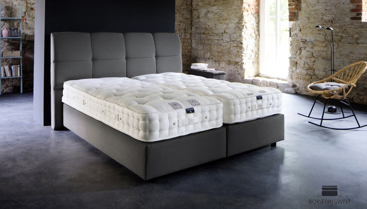 Luxus Boxspringbett „Carmen“ in Board Grau-Anthrazit