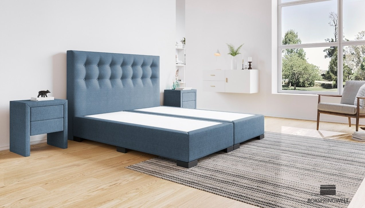 Boxspringbett Beatrix ohne Matratze 180 x 200 cm in Golf Blau