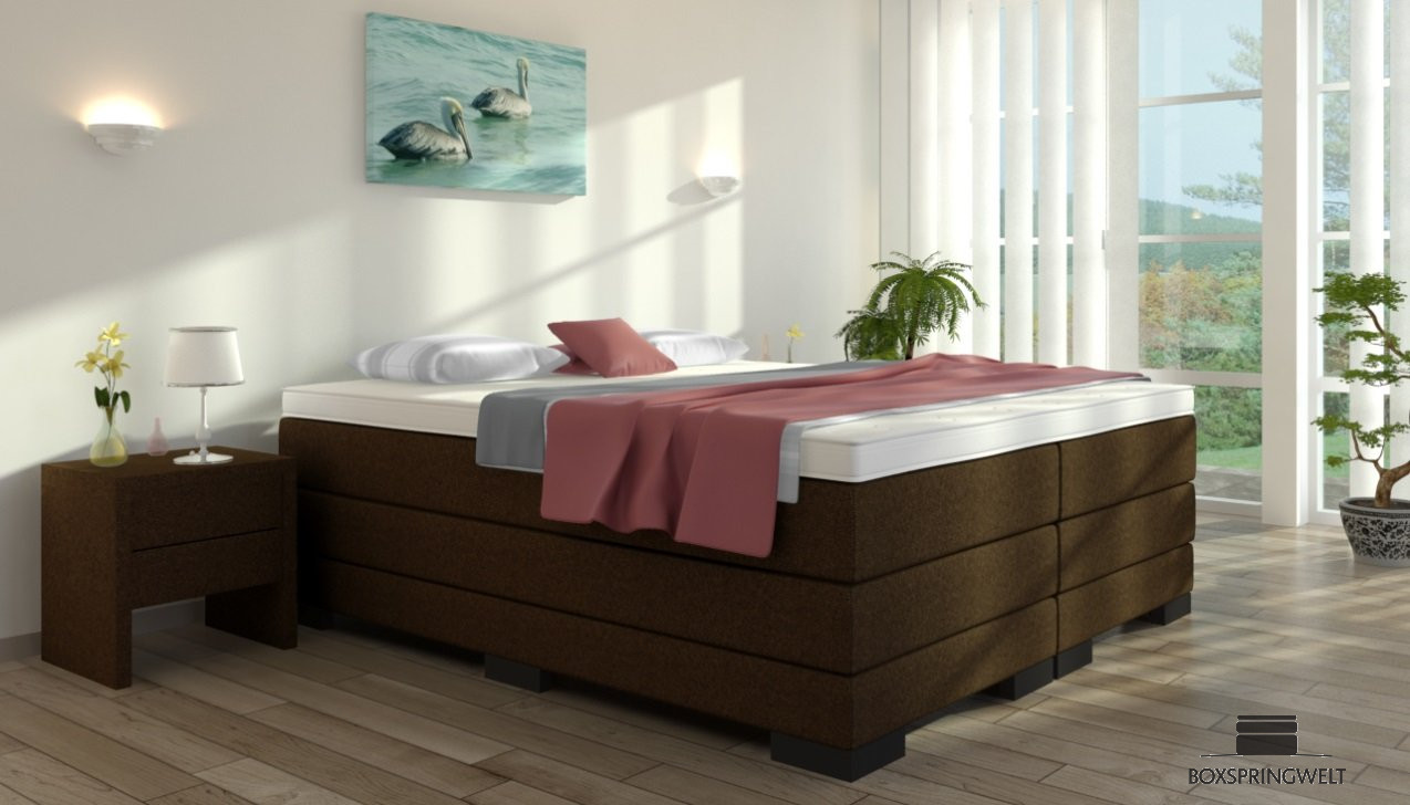 Boxspringbett Gustav ohne Kopfteil in Dunkelbraun