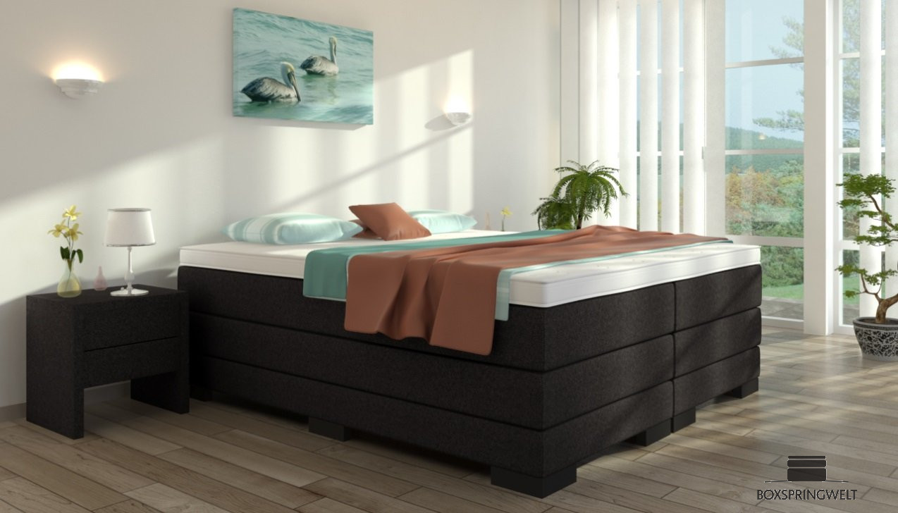 Boxspringbett Gustav ohne Kopfteil in Dunkelgrau