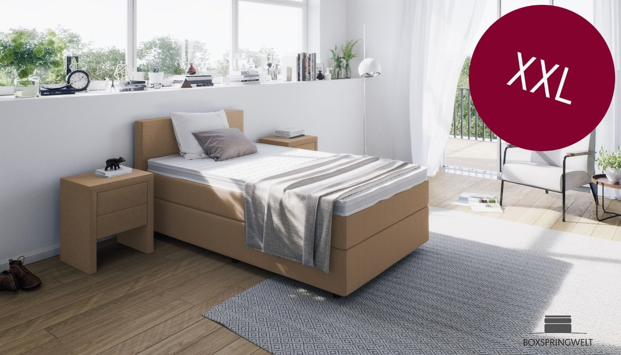 Boxspringbett XXL in Golf Hellbraun