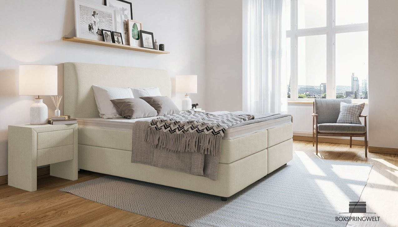 Boxspringbett Charlotte in Board Ecru