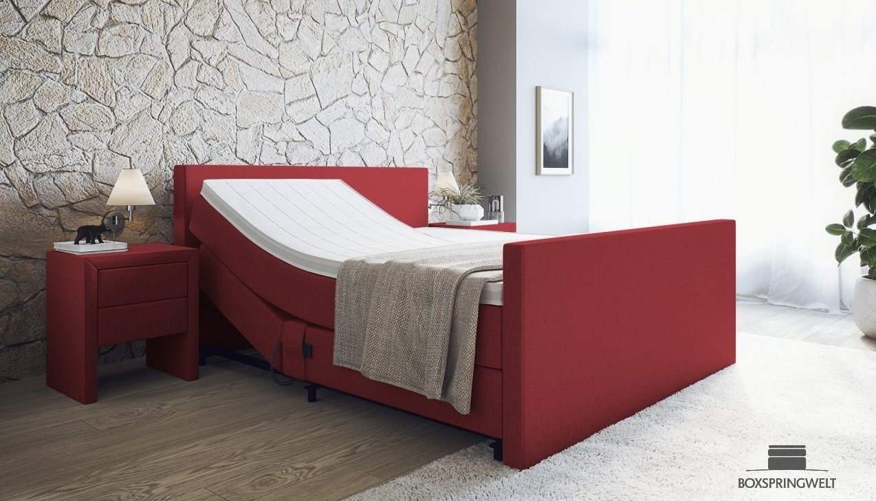 Boxspringbett Sven mit Motor in Rot