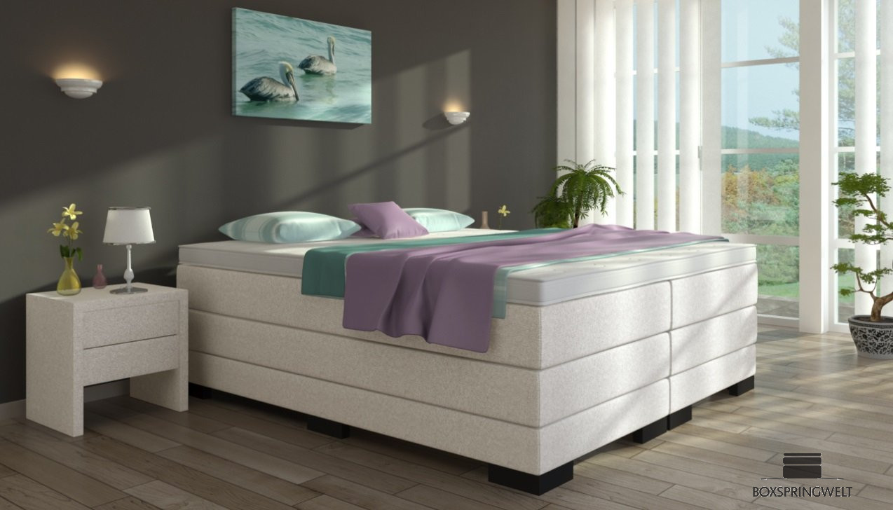 Boxspringbett Gustav ohne Kopfteil in Weiß