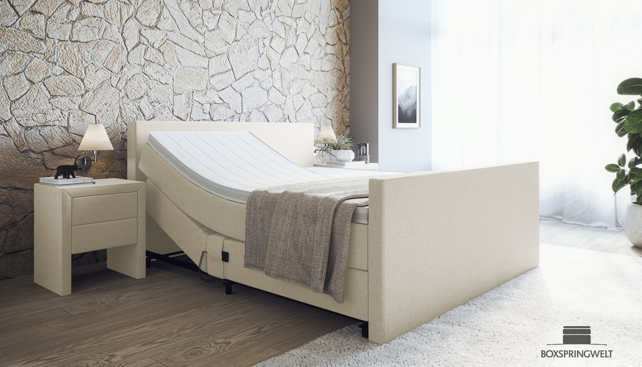 Boxspringbett Sven mit Motor in Ecru