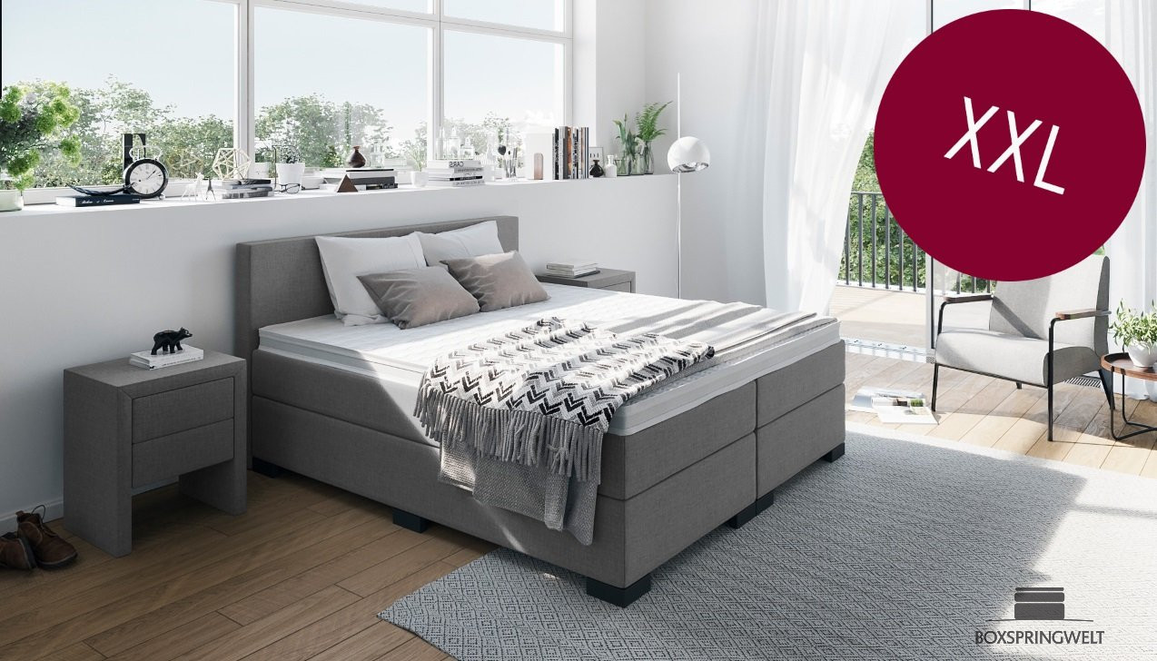 Boxspringbett XXL in Board Grau