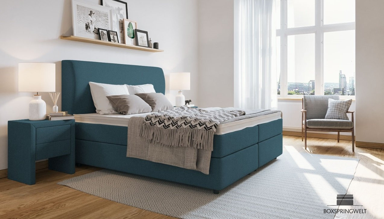 Boxspringbett Charlotte in Board Petrol