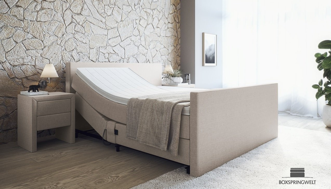 Boxspringbett Sven mit Motor in Natural