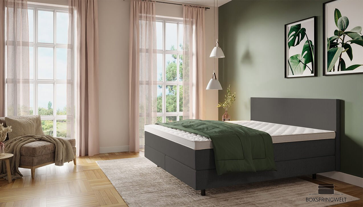 Boxspringbett Mia in Iadera Dunkelgrau