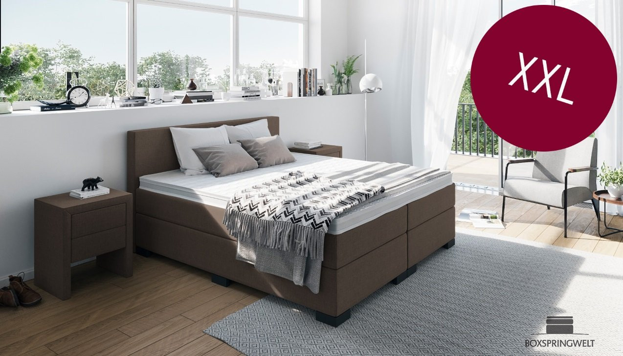 Boxspringbett XXL in Board Taupe