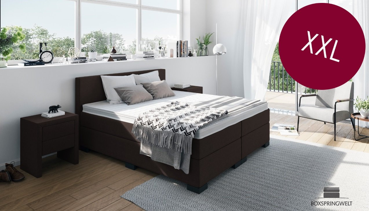 Boxspringbett XXL in Board Dunkelbraun