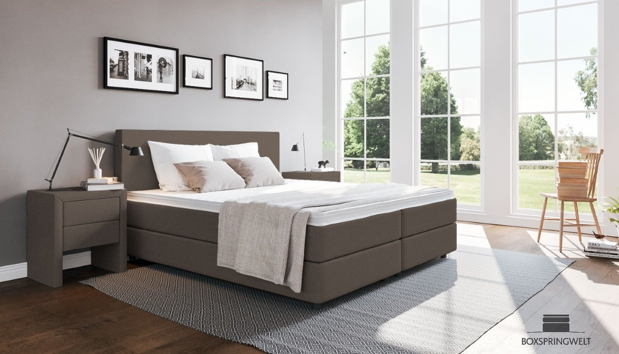 Boxspringbett Edmund in Board Taupe
