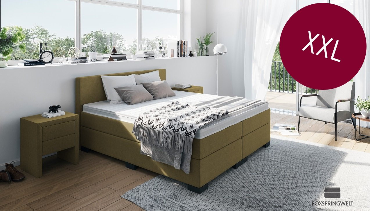 Boxspringbett XXL in Board Olive