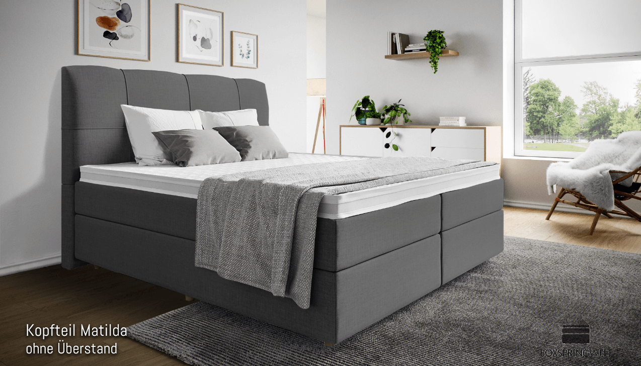 Mit Kopfteil Matilda mit Seitenabstand. Runde Füße in Natur.