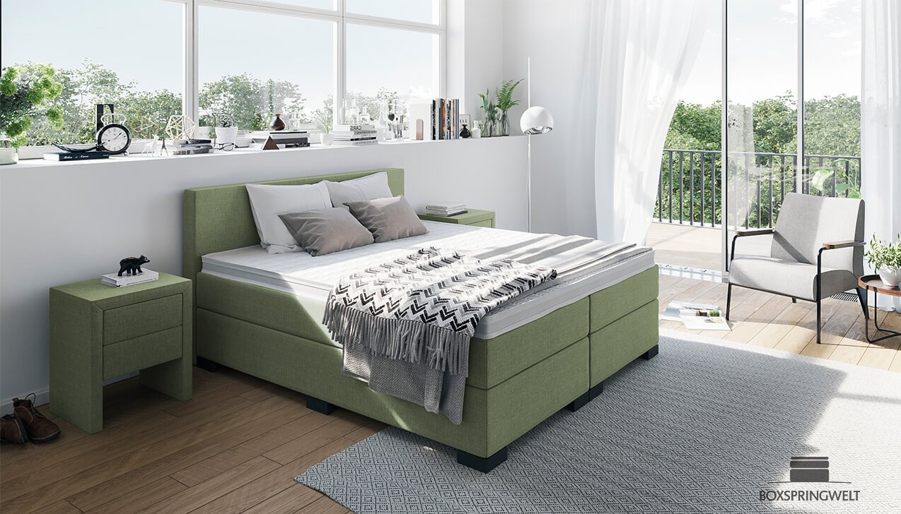 Boxspringbett William in Board Grün