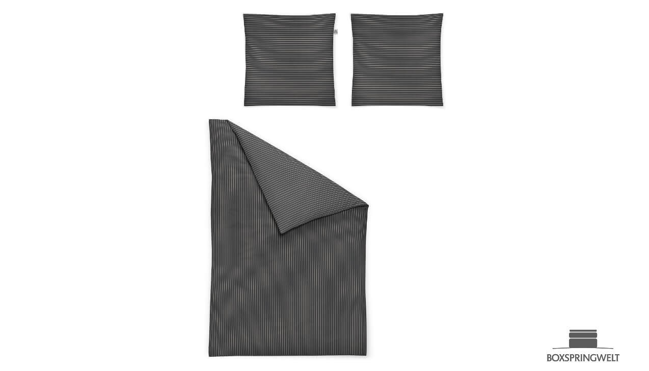 Ganzjahresbettwäsche Lorenzo in Anthrazit - Set aus Bettbezug und Kissenbezug 80x80 cm