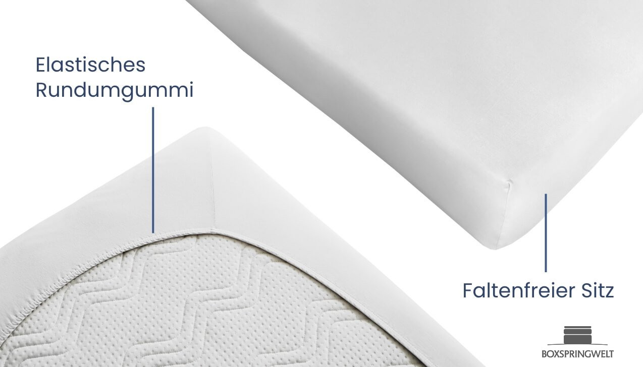 Rundumgummi für optimalen Sitz; Spannbettlaken mit faltenfreier Passform
