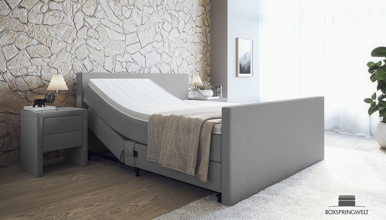 Boxspringbett Sven mit Motor in Grau