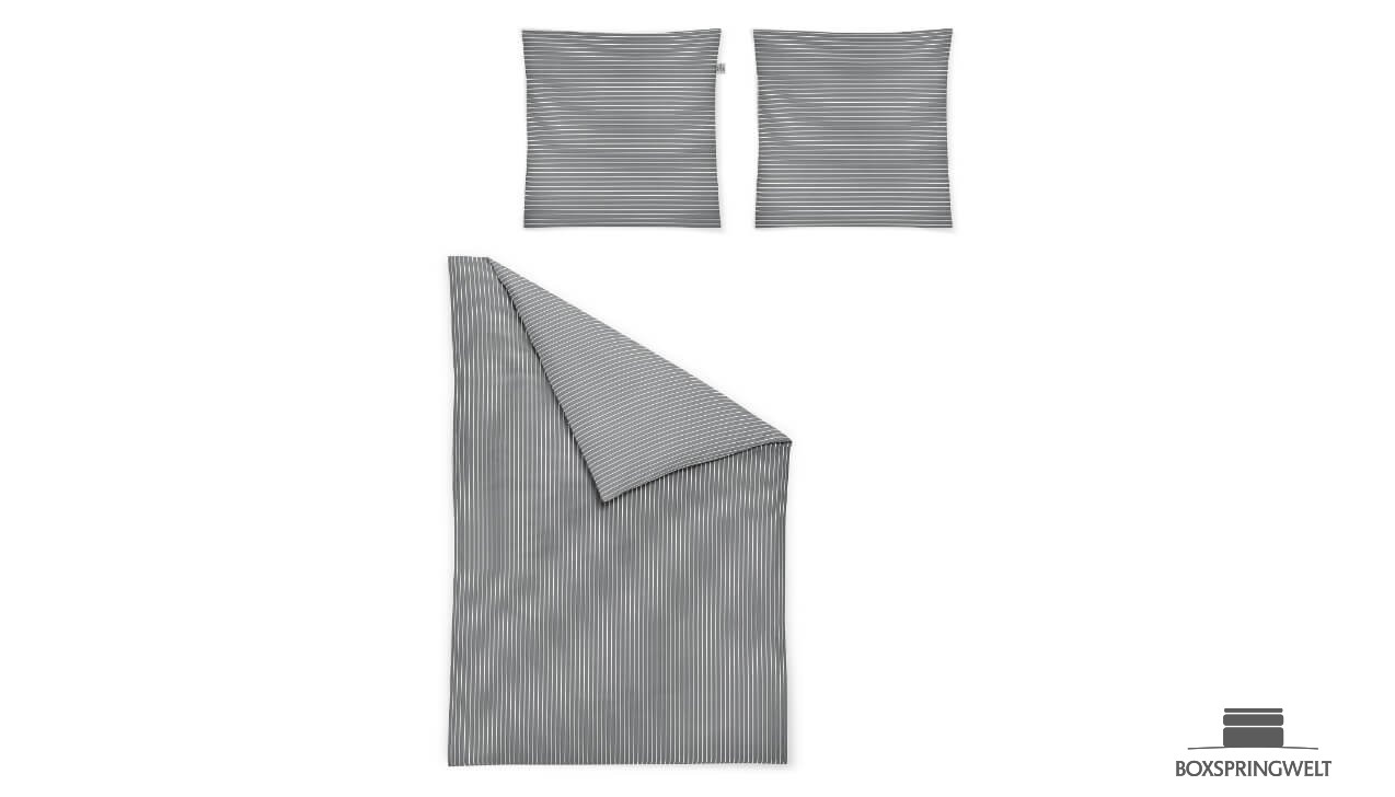 Ganzjahresbettwäsche Lorenzo in Silber - Set aus Bettbezug und Kissenbezug 80x80 cm