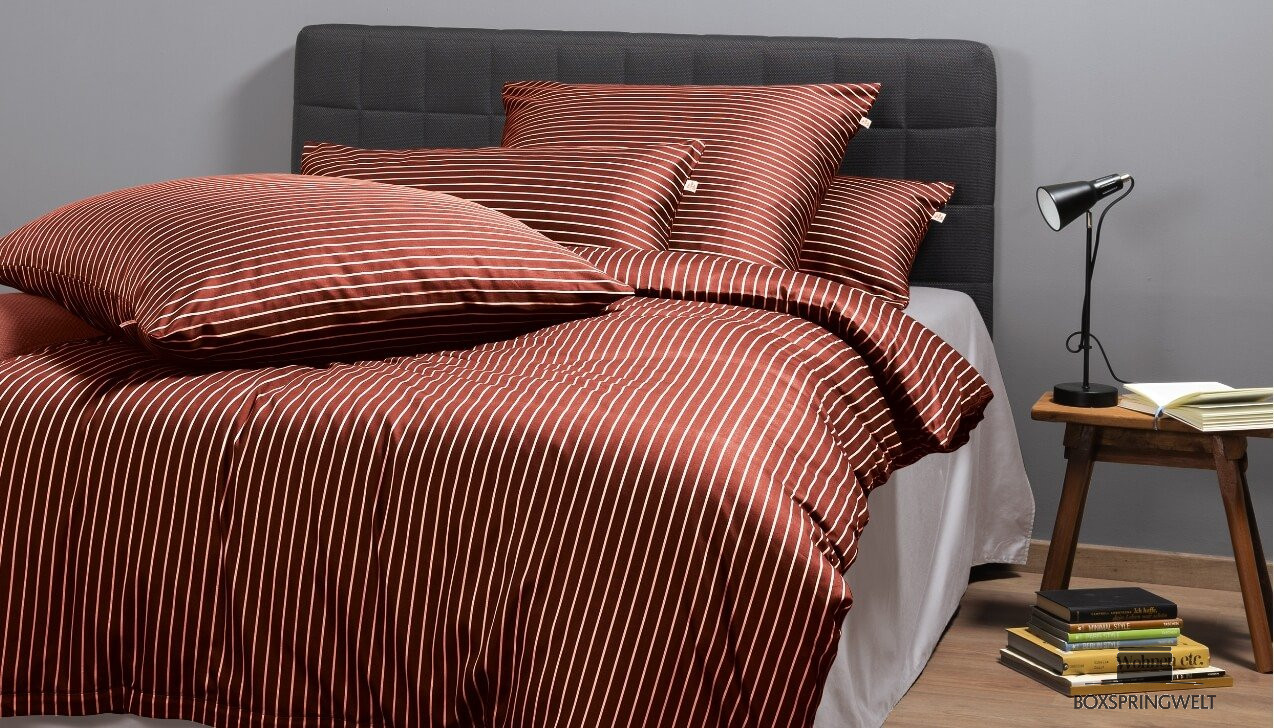 Irisette Mako Satin Bettwäsche Lorenzo in Ziegel