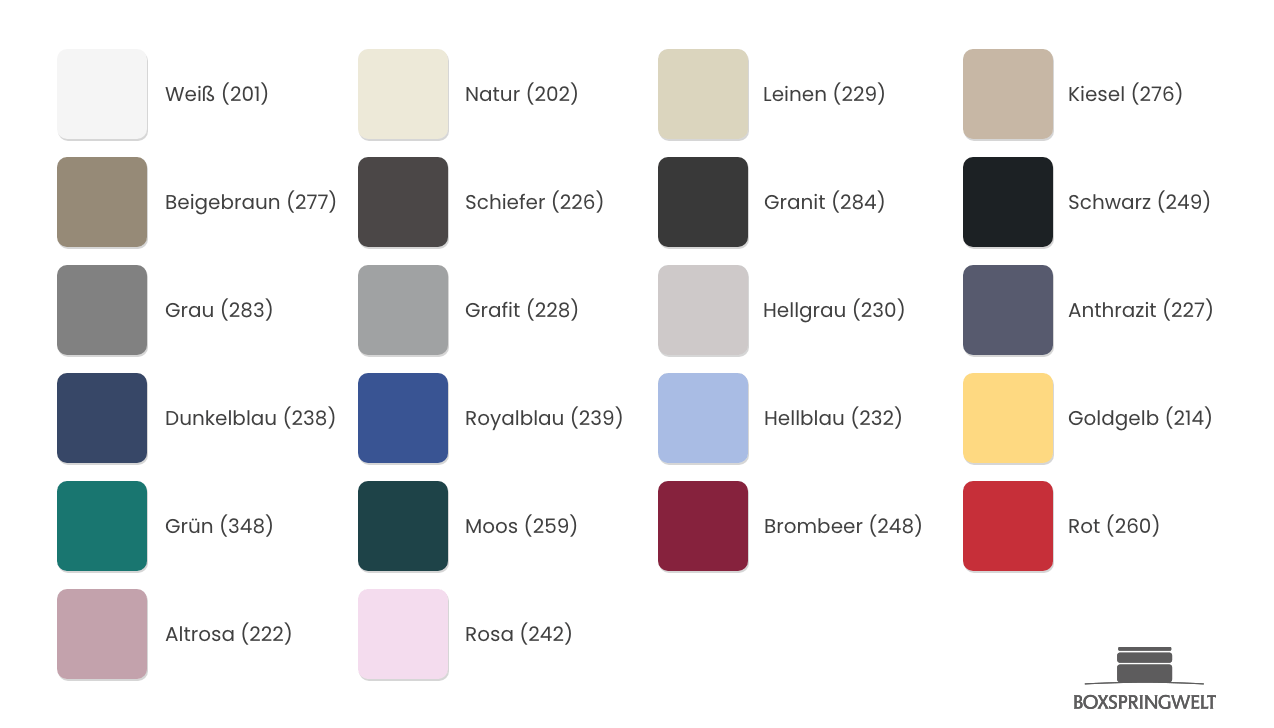 Spannbettlaken in über 20 Farben