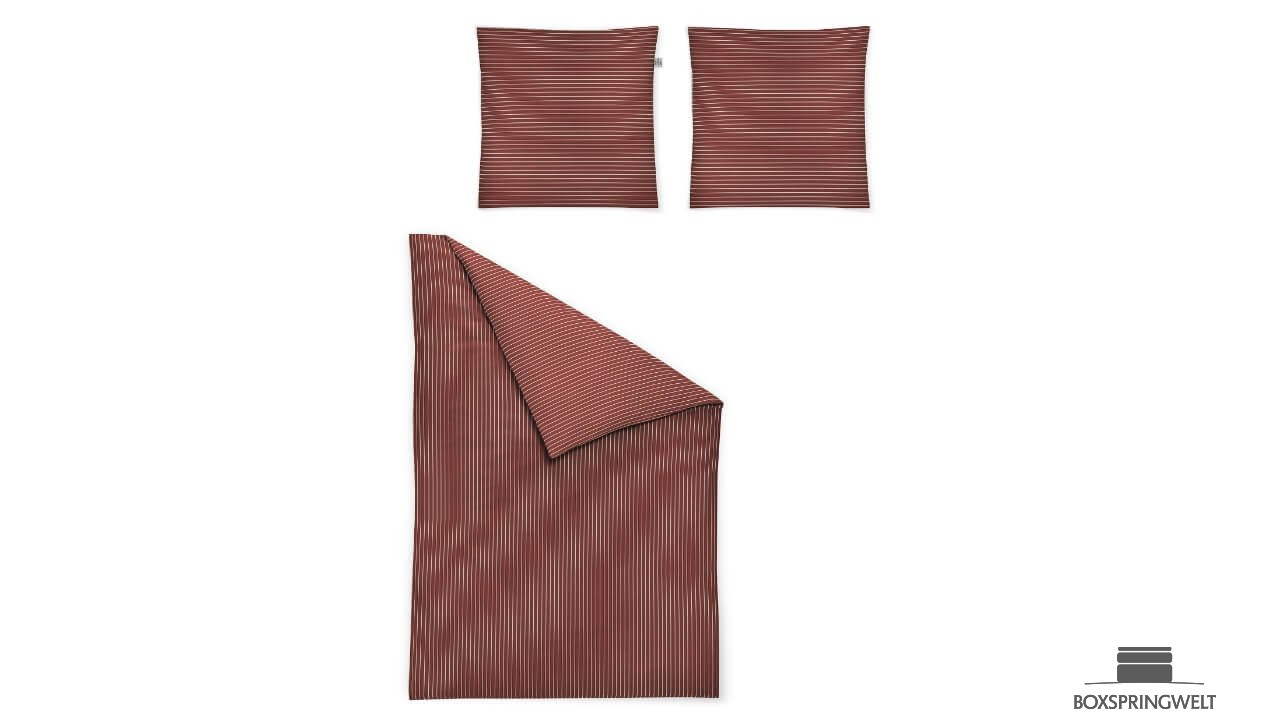 Ganzjahresbettwäsche Lorenzo in Ziegel - Set aus Bettbezug und Kissenbezug 80x80 cm