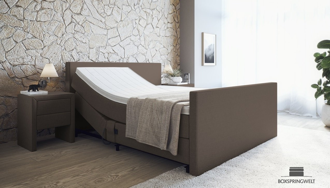 Boxspringbett Sven mit Motor in Taupe