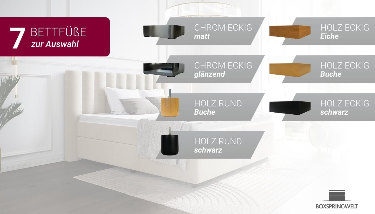 Auswahl Bettfüße, ca. 6cm hoch