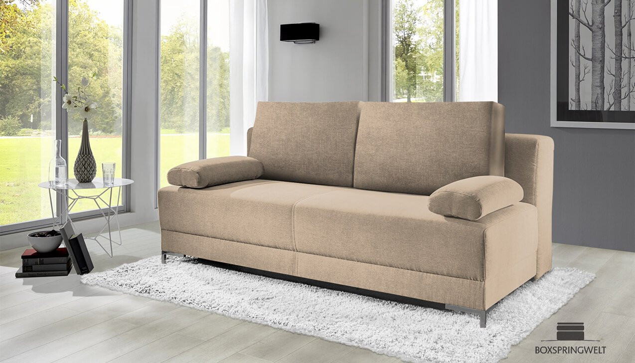 Boxspringsofa in Bezug Alicante Beige