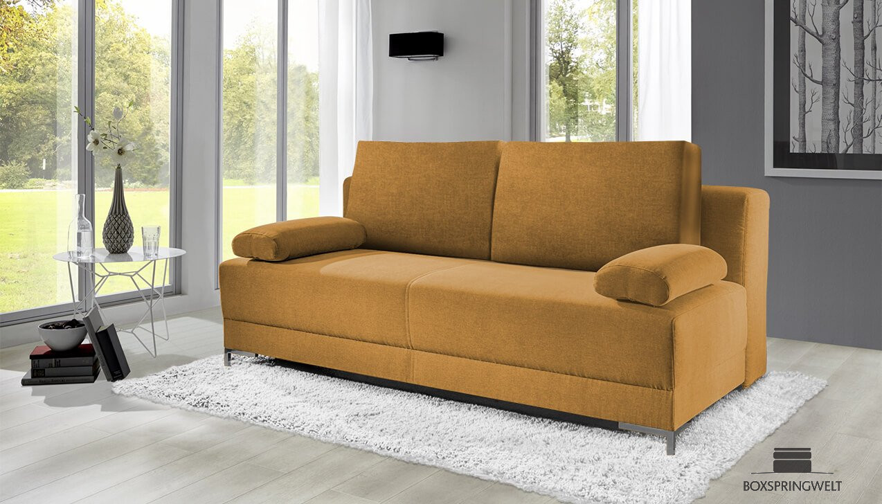 Boxspringsofa in Bezug Alicante Senf