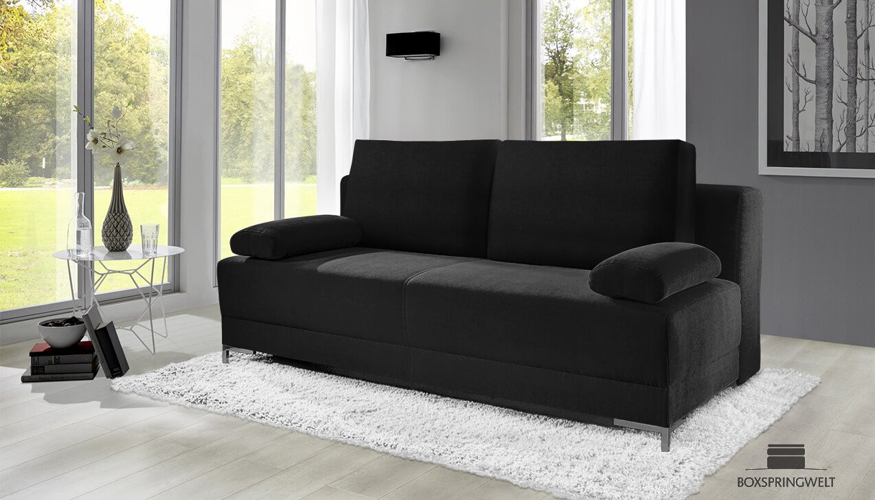 Boxspringsofa in Bezug Alicante Schwarz