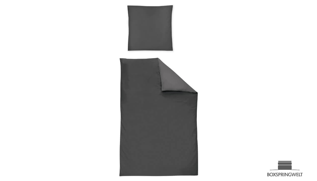 Irisette Bettwäsche Paris in Anthrazit - Set aus Bettbezug und Kissenbezug 80x80