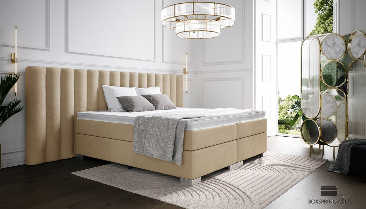 Boxspringbett Diana in Bezug Adore Beige   