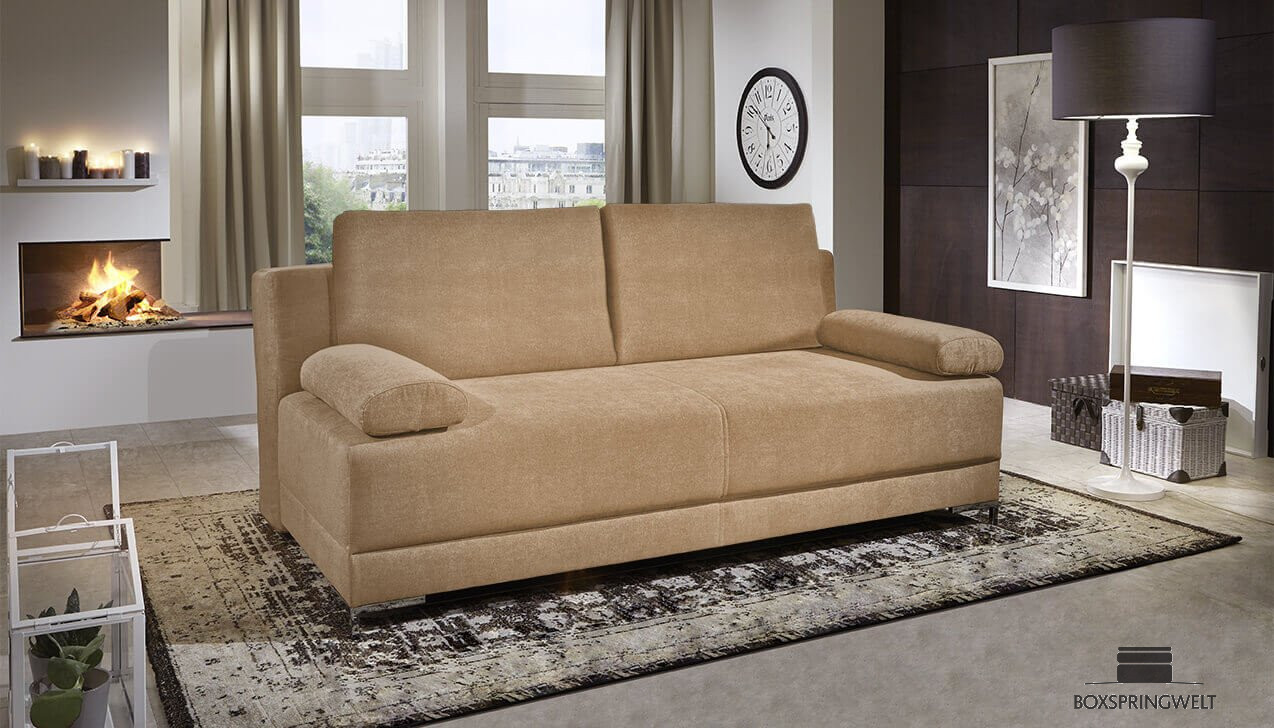 Boxspringsofa in Bezug Asti Beige