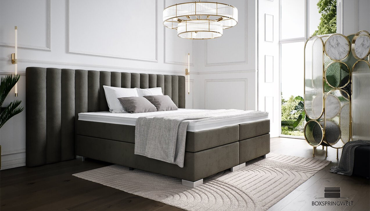 Boxspringbett Diana in Bezug Adore Darkgrey