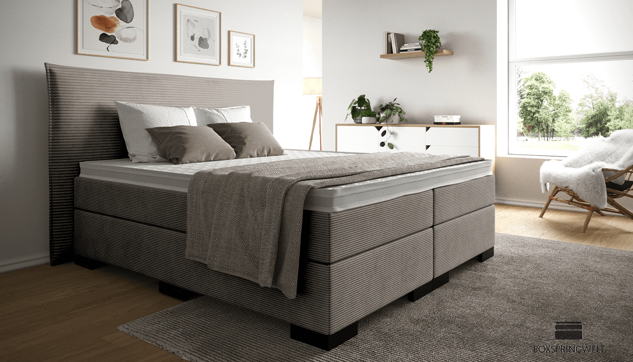 Boxspringbett Paul in Ribcord Dolphin