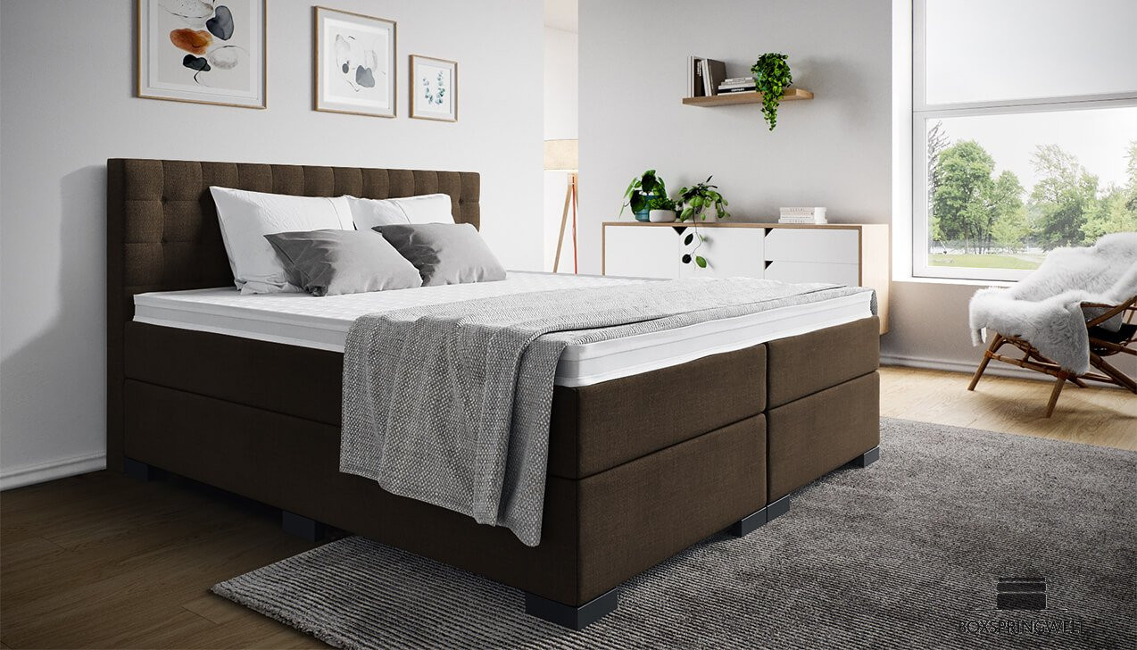 Boxspringbett Paul in Golf Dunkelbraun