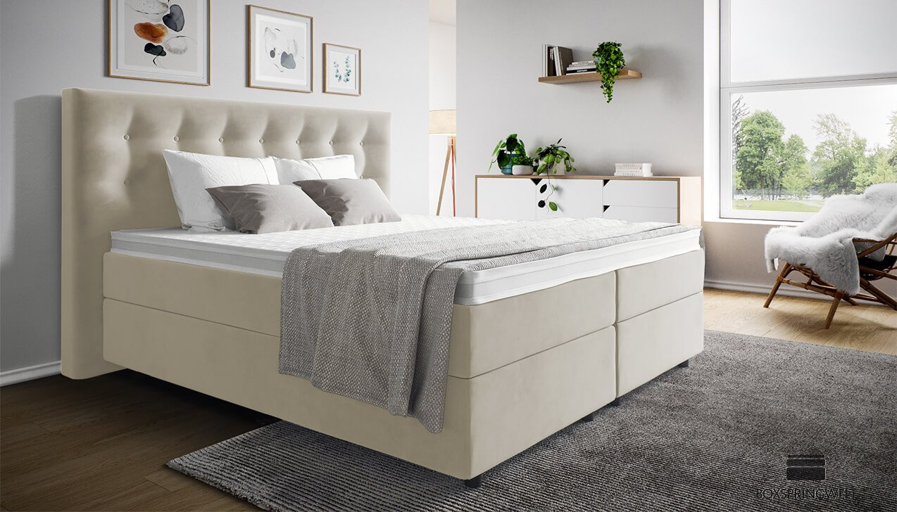 Boxspringbett Paul in Adore Ecru   