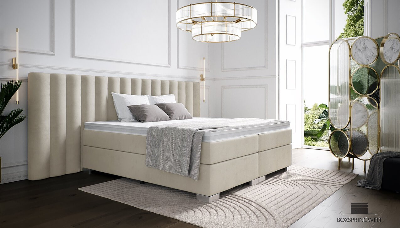 Boxspringbett Diana in Bezug Adore Ecru   
