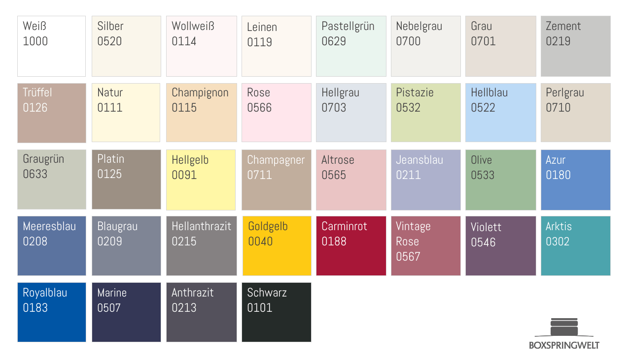 Farbauswahl Spannbettlaken für Matratze