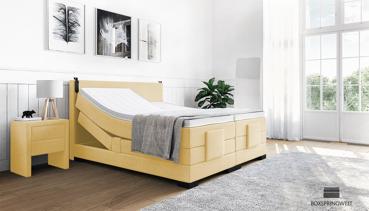 Boxspringbett Konrad mit Motor in Board Gelb