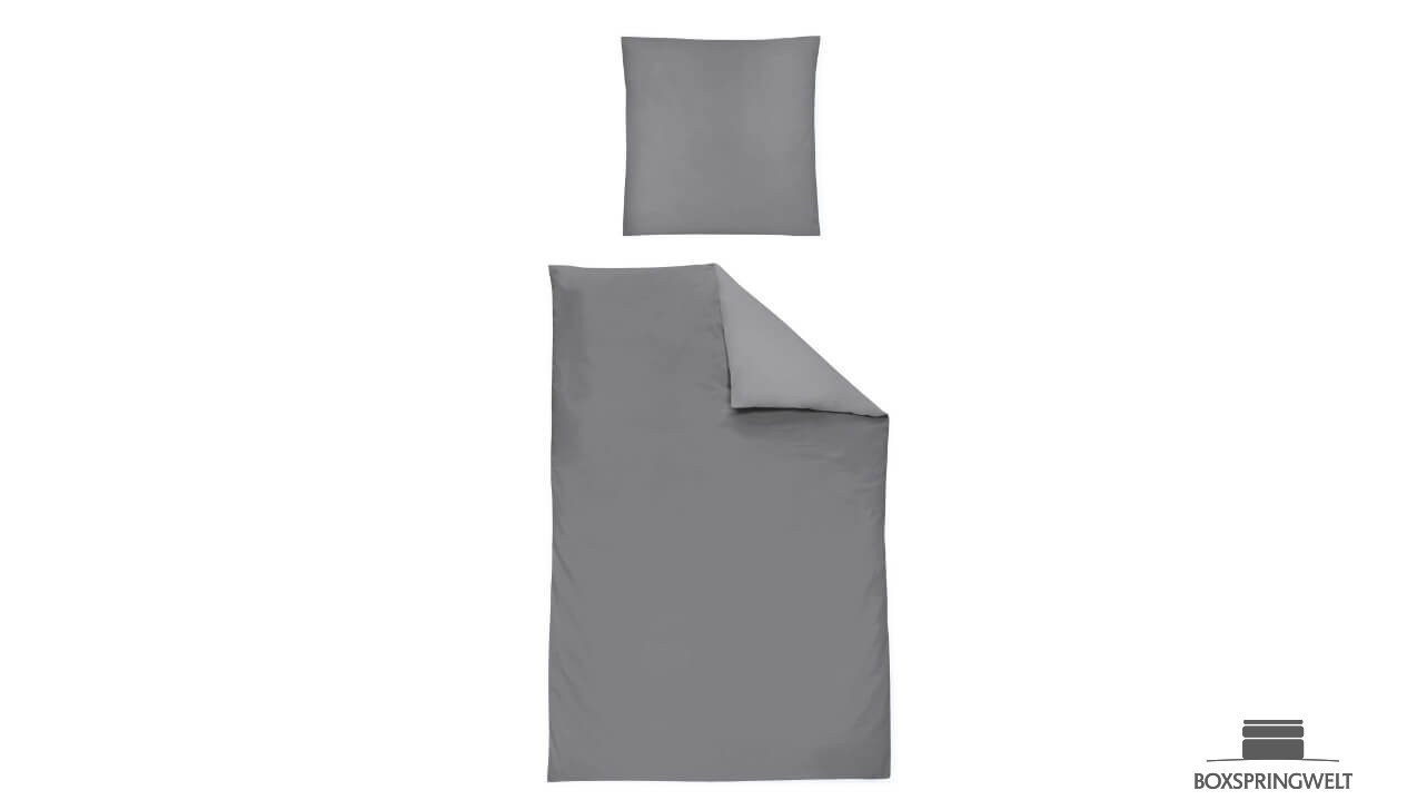 Irisette Bettwäsche Paris in Grafit - Set aus Bettbezug und Kissenbezug 80x80