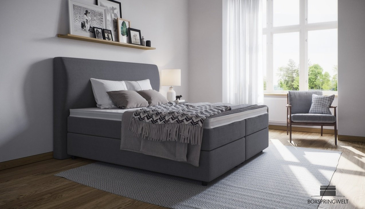 Boxspringbett Charlotte in Mine Grau